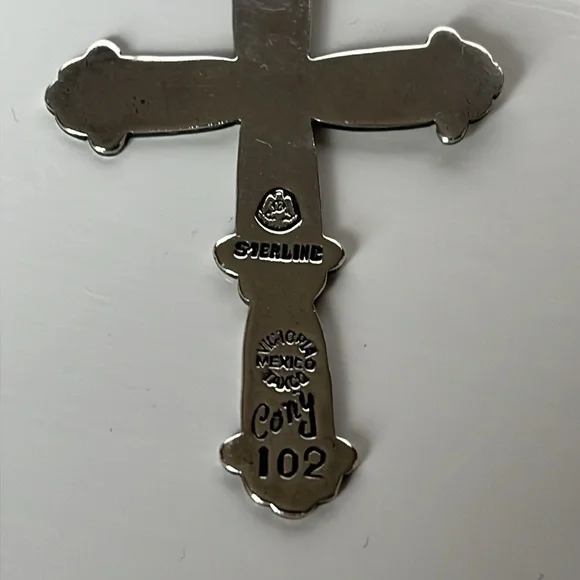 Victoria Cony Sterling Silver Taxco Mexico Cross Pendant - Picture 4 of 10